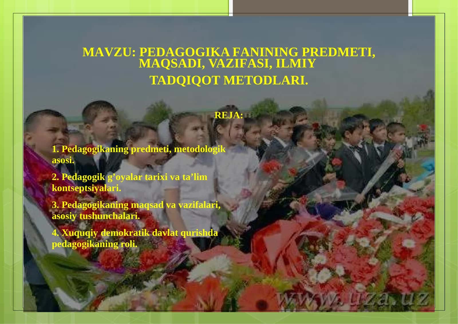 PEDAGOGIKAFANINING PREDMETI, MAQSADI, VAZIFASI, ILMIY TADQIQOT METODLARI 1