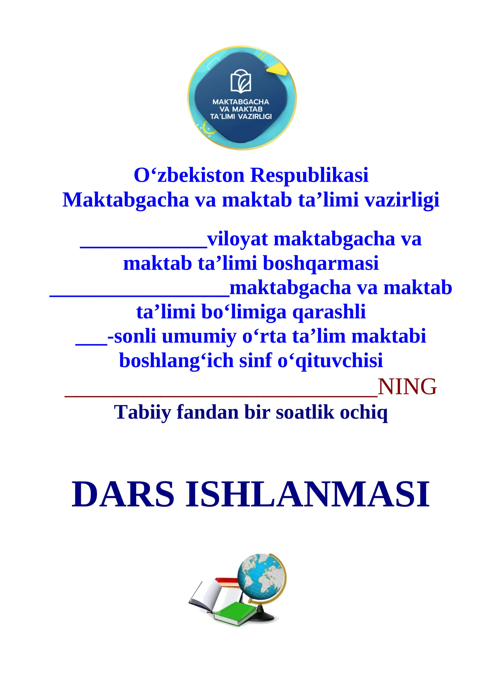 3-sinf Tabiiy fandan Bakteriyalar mavzusida 1-chorak dars ishlanmasi 1