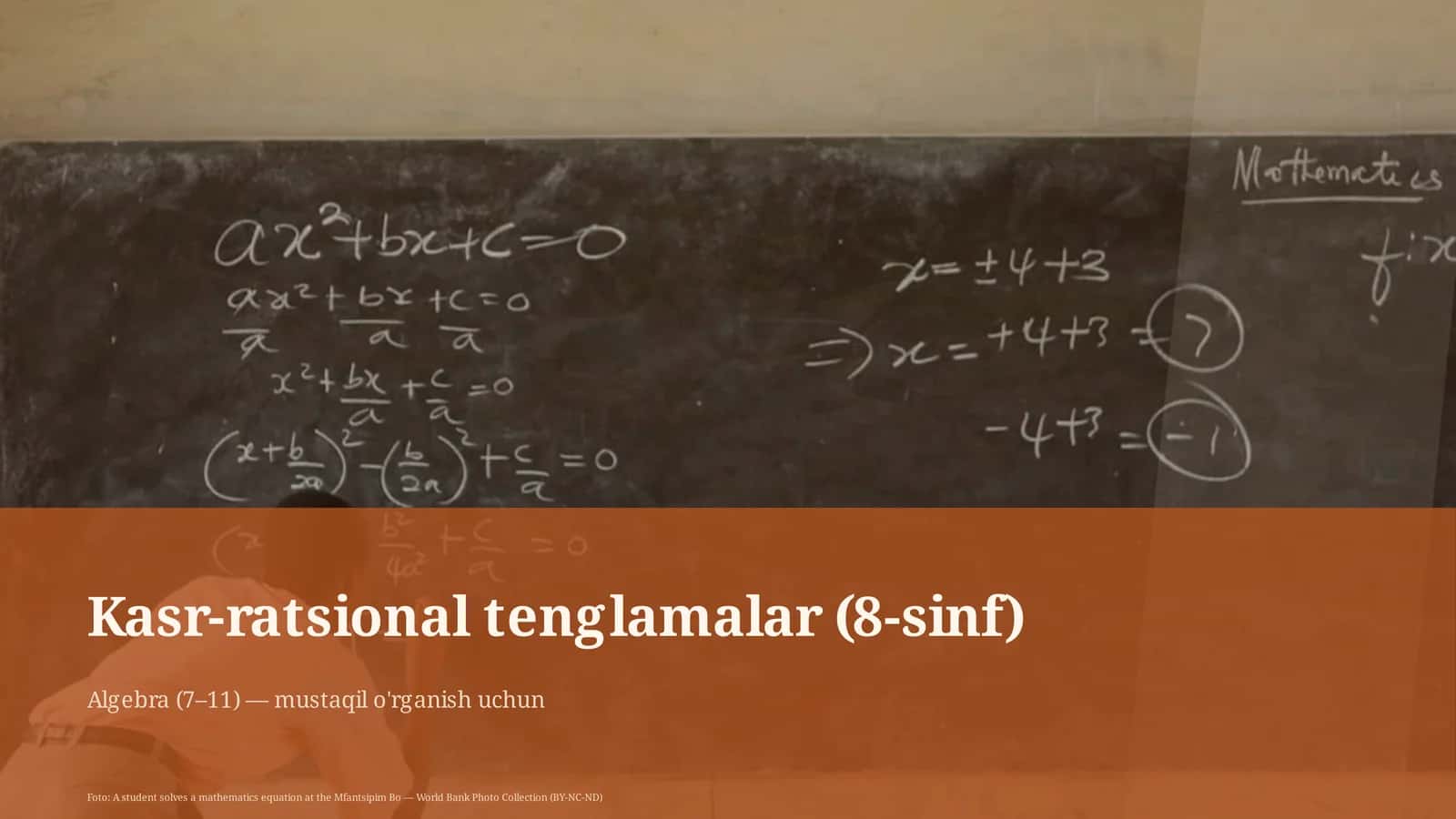Kasr-ratsional tenglamalar (8-sinf) 1