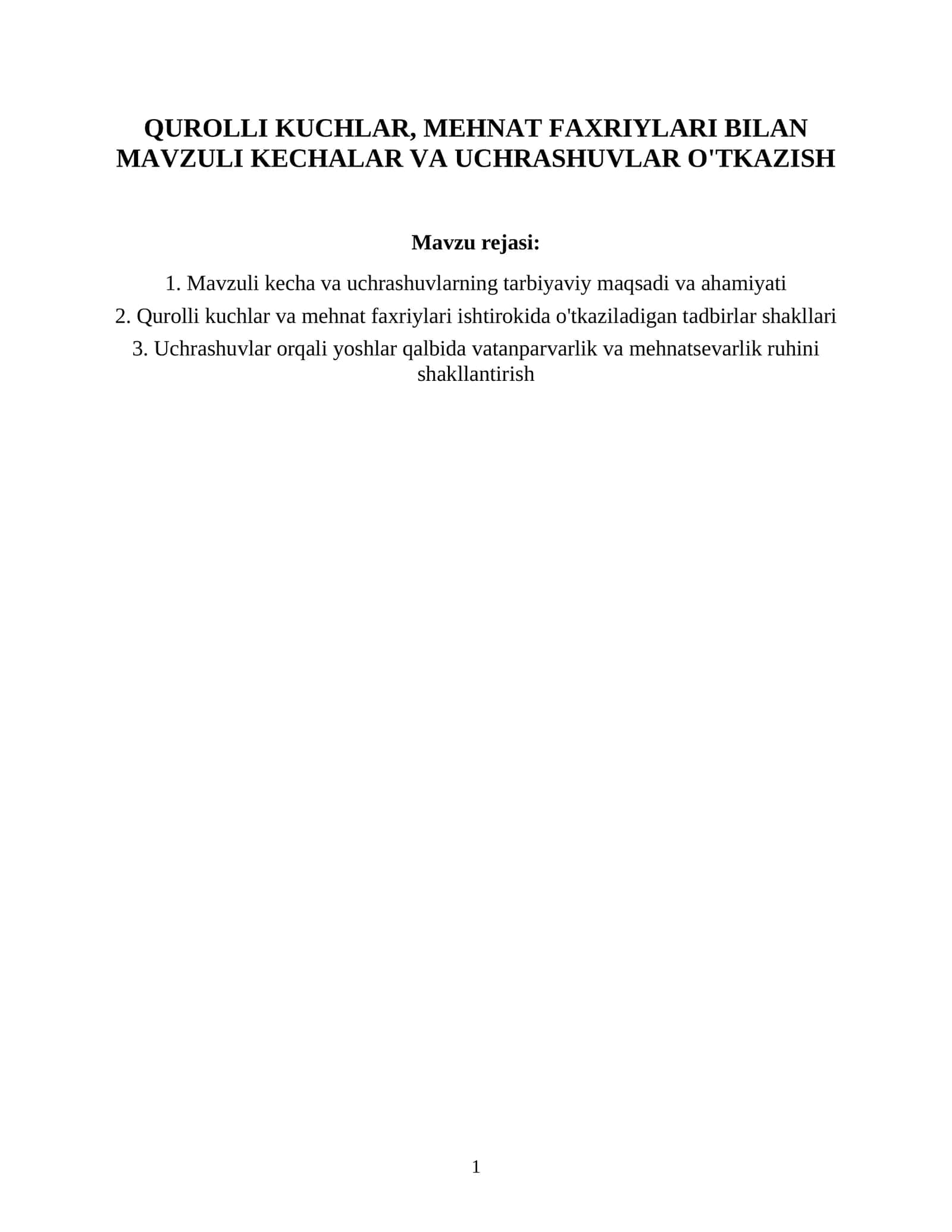 Qurolli Kuchlar va Mehnat Faxriylari Bilan Mavzuli Kechalar va Uchrashuvlar O'tkazish 1