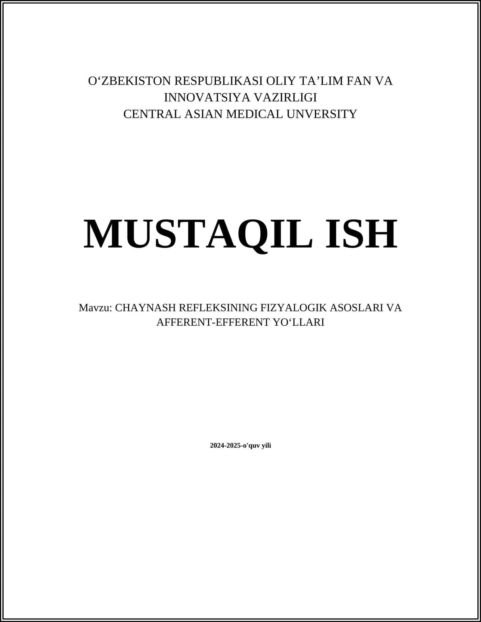 CHAYNASH REFLEKSINING FIZYALOGIK ASOSLARI VA AFFERENT-EFFERENT YOʻLLARI 1
