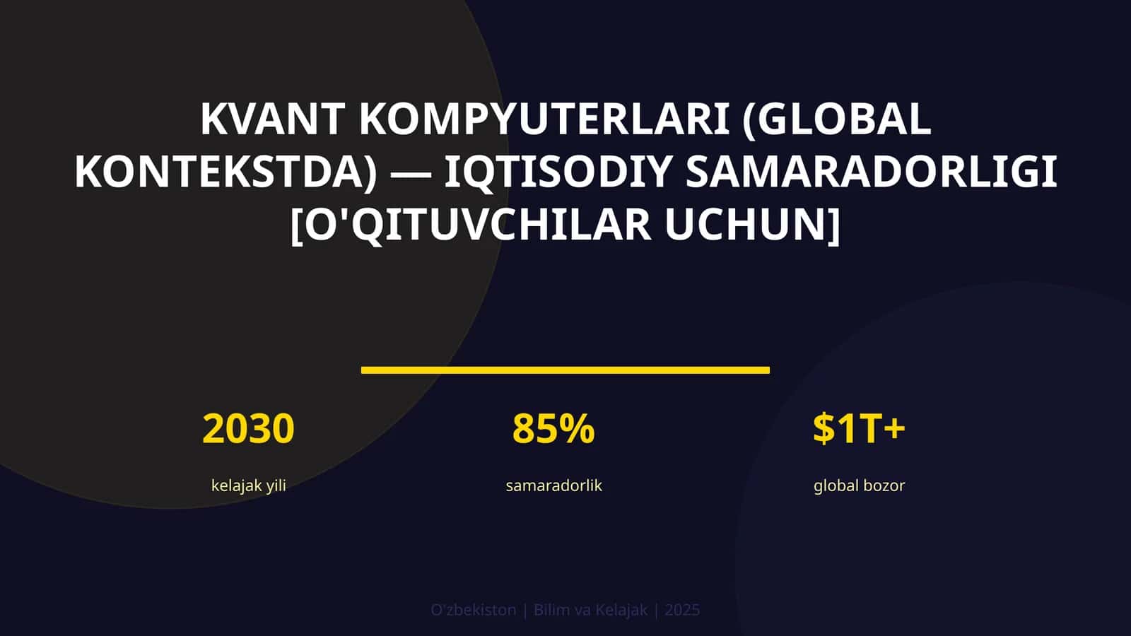 Kvant kompyuterlari (global kontekstda) — iqtisodiy samaradorligi [o'qituvchilar uchun] 1