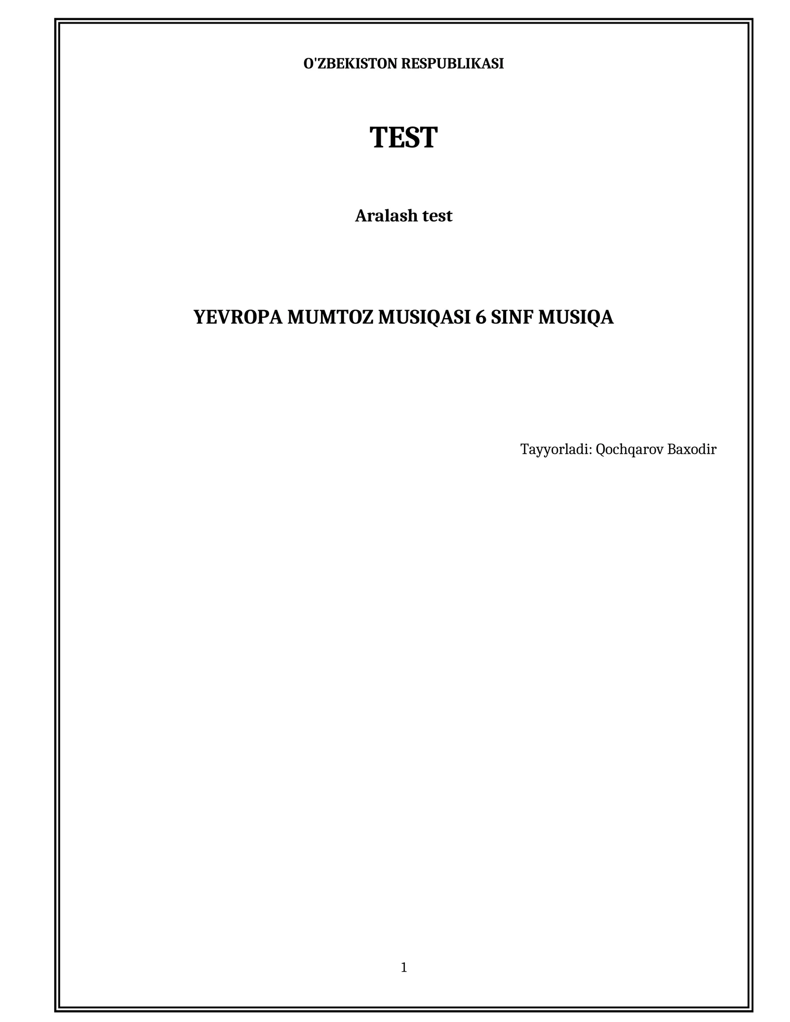 Yevropa mumtoz musiqasi 6 sinf musiqa 1