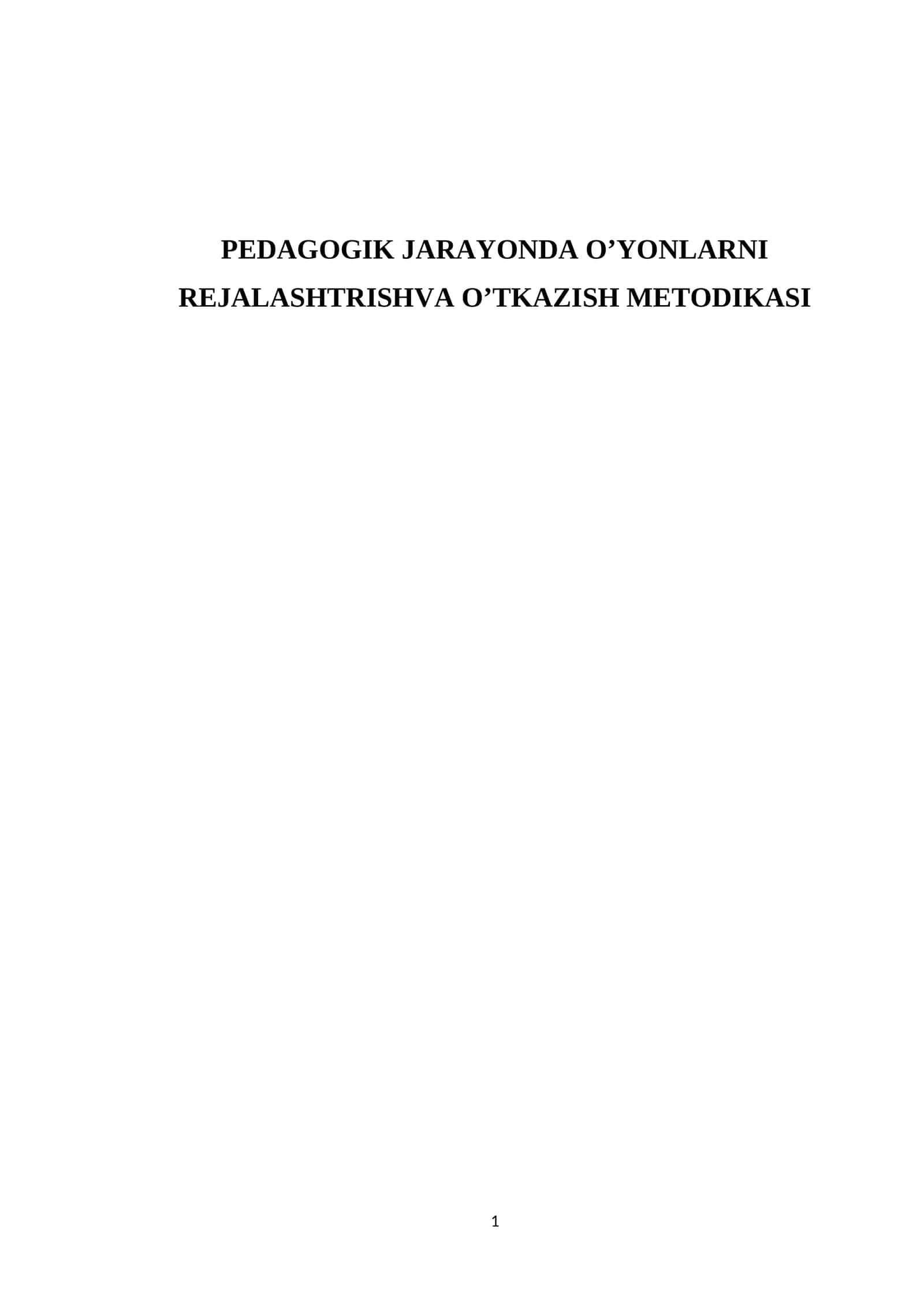 PEDAGOGIK JARAYONDA O’YONLARNI REJALASHTRISHVA O’TKAZISH METODIKASI 1