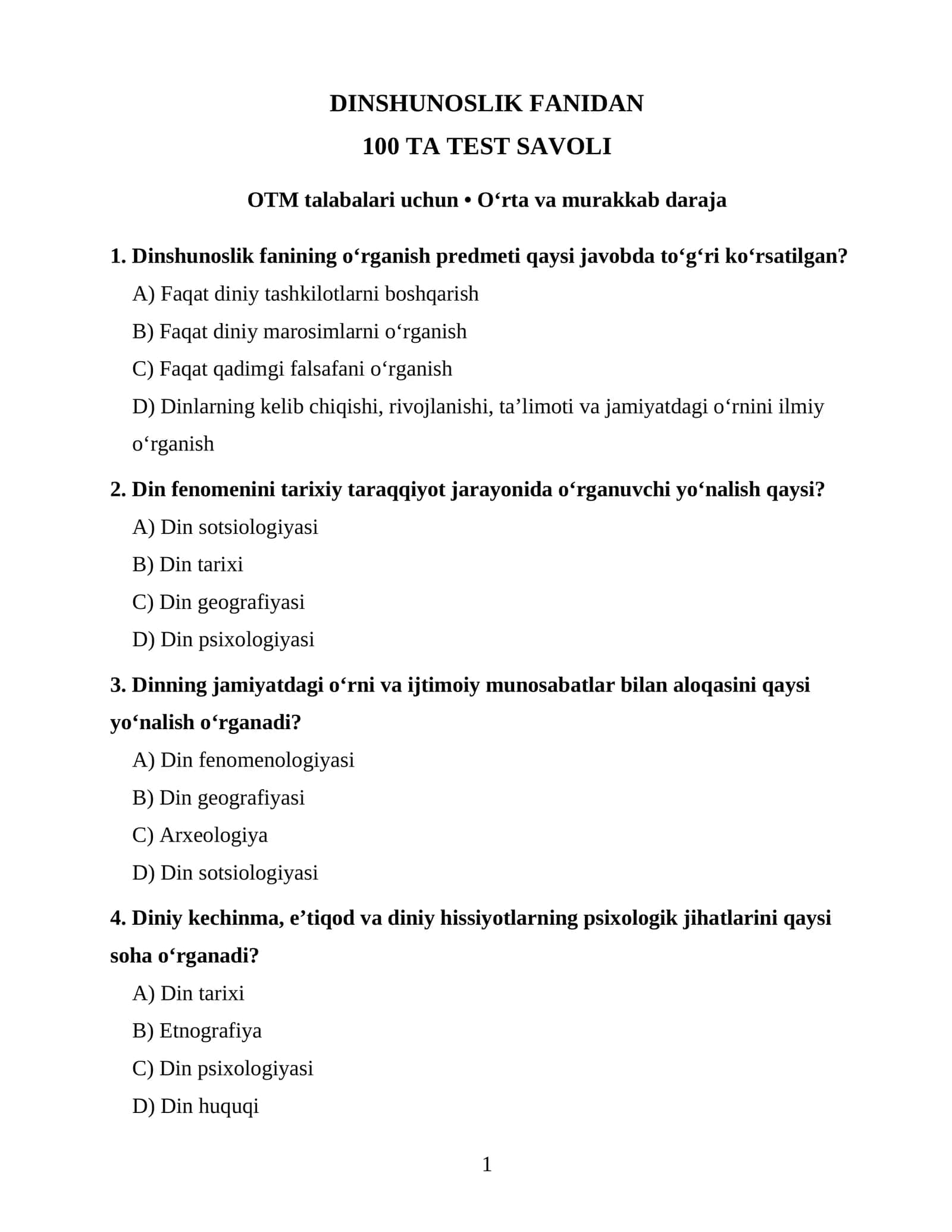 DINSHUNOSLIK FANIDAN 1