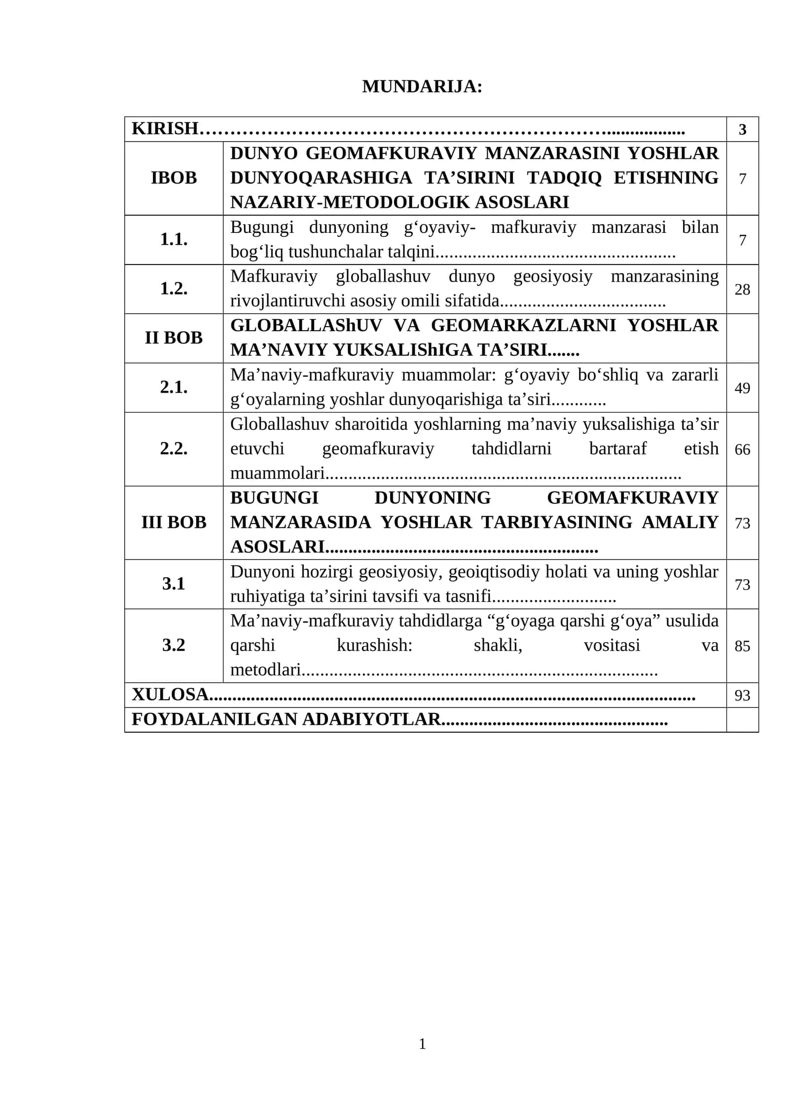 DUNYO GEOMAFKURAVIY MANZARASINI YOSHLAR DUNYOQARASHIGA TA’SIRINI TADQIQ ETISHNING NAZARIY-METODOLOGIK ASOSLARI 1