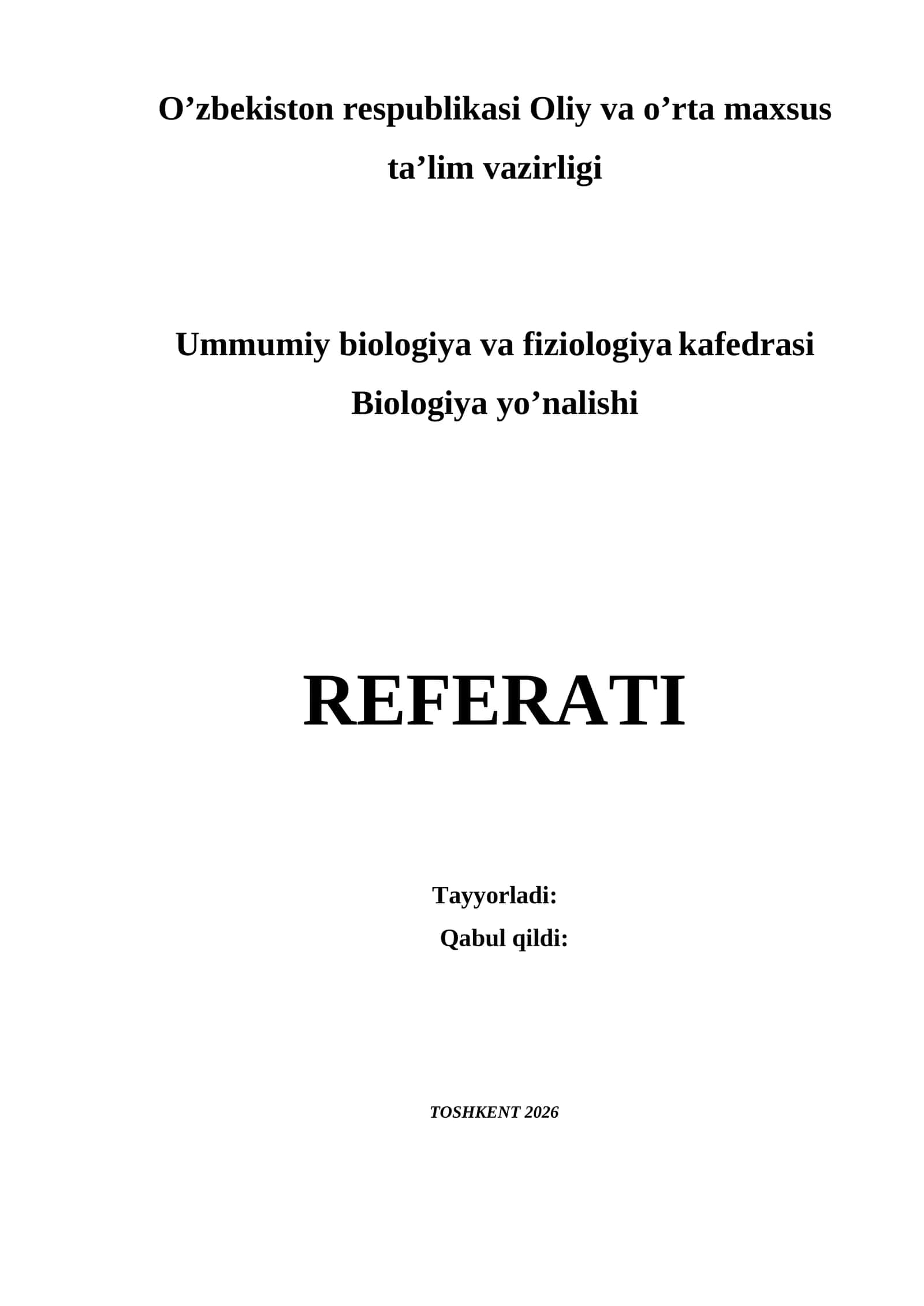 Flora va taksonomiya fanlari BIOLOGIYA REFERAT 2026 YIL 1
