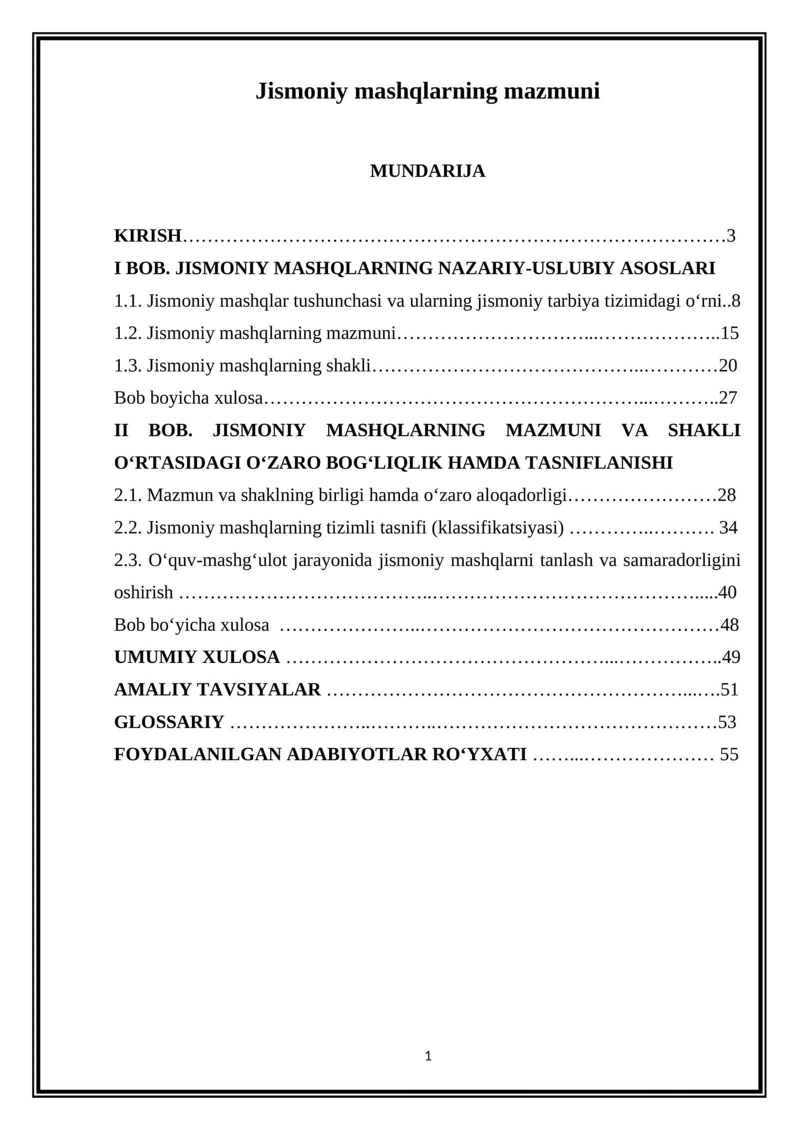 Jismoniy mashqlarning mazmuni va shakli 1