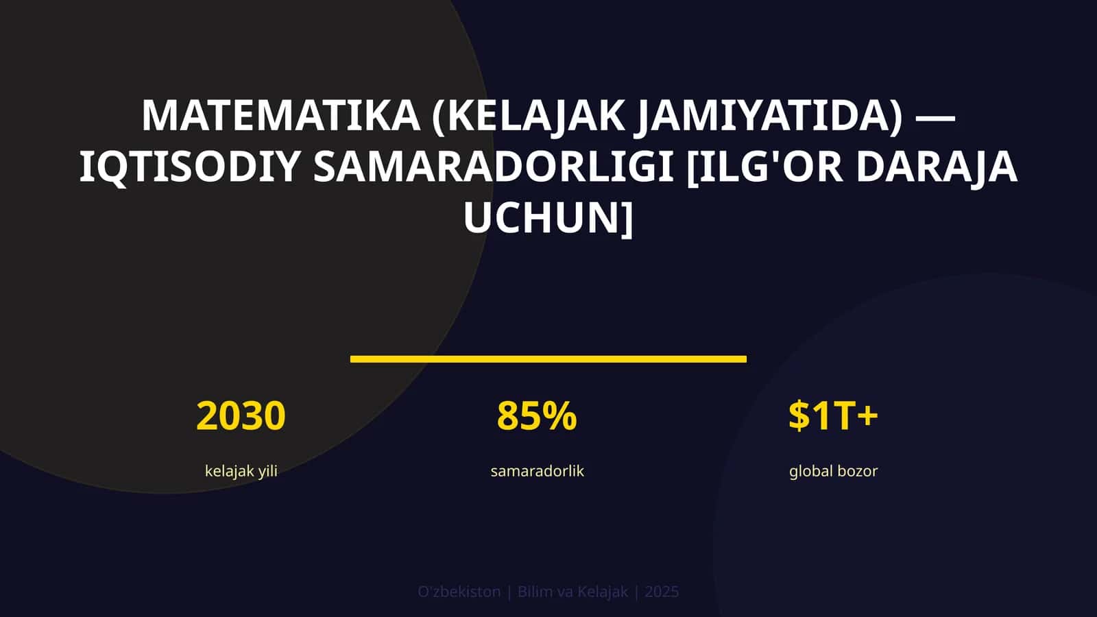 Matematika (kelajak jamiyatida) — iqtisodiy samaradorligi [ilg'or daraja uchun] 1