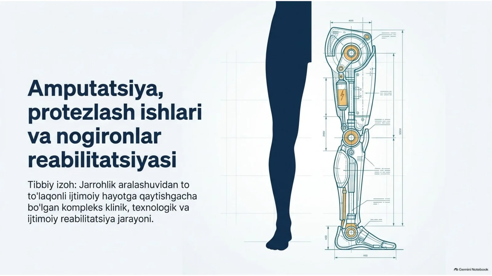 AMPUTATSIYA, PROTEZLASH ISHLARI VA NOGIRONLAR REABILITATSIYASI | 15 SLAYDLI TIBBIY TAQDIMOT 1