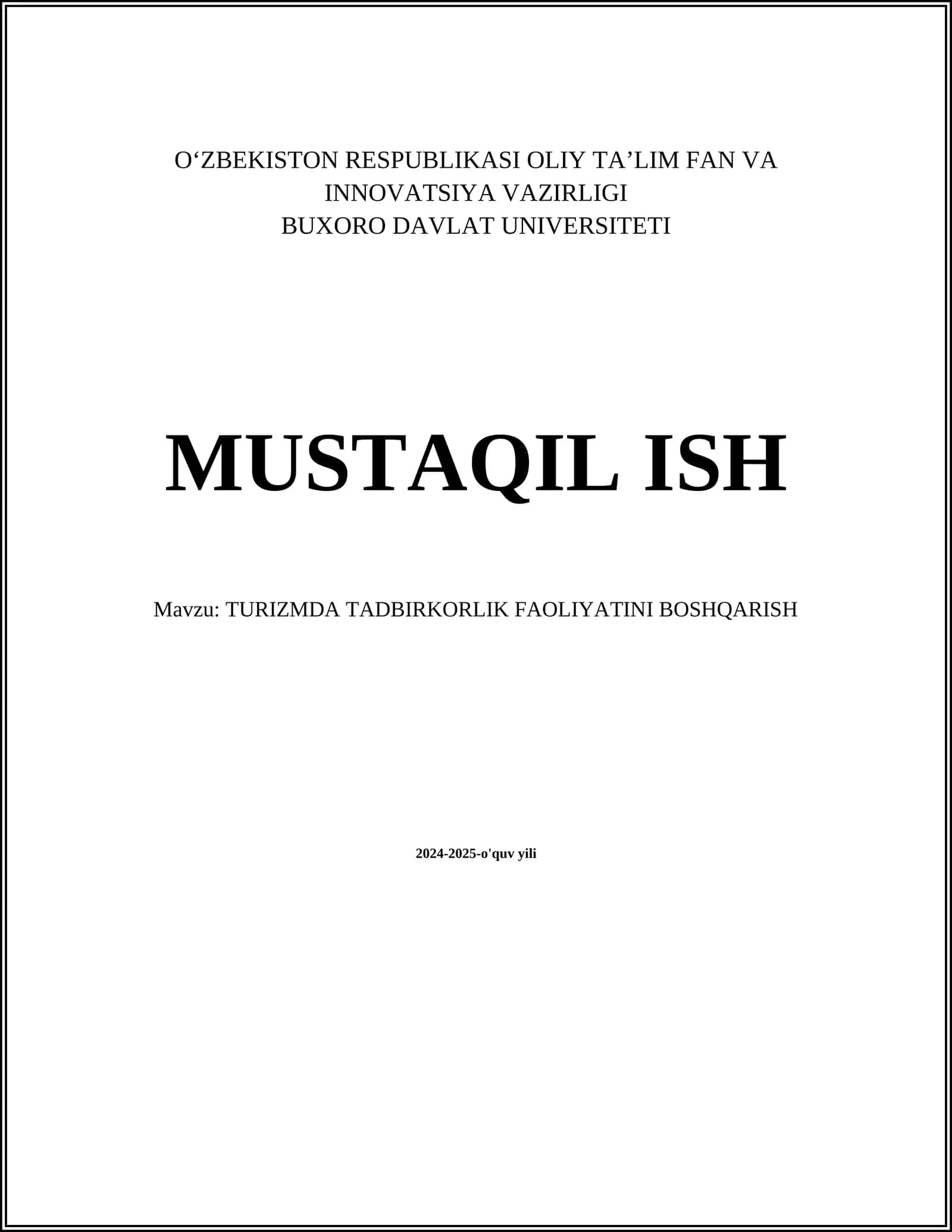 Turizmda Tadbirkorlikning Asosiy Tamoyillari 1