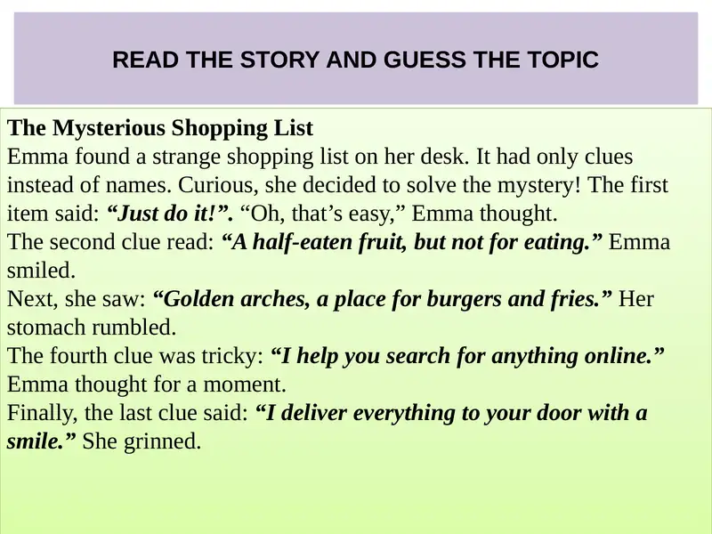 The Mysterious Shopping List 1