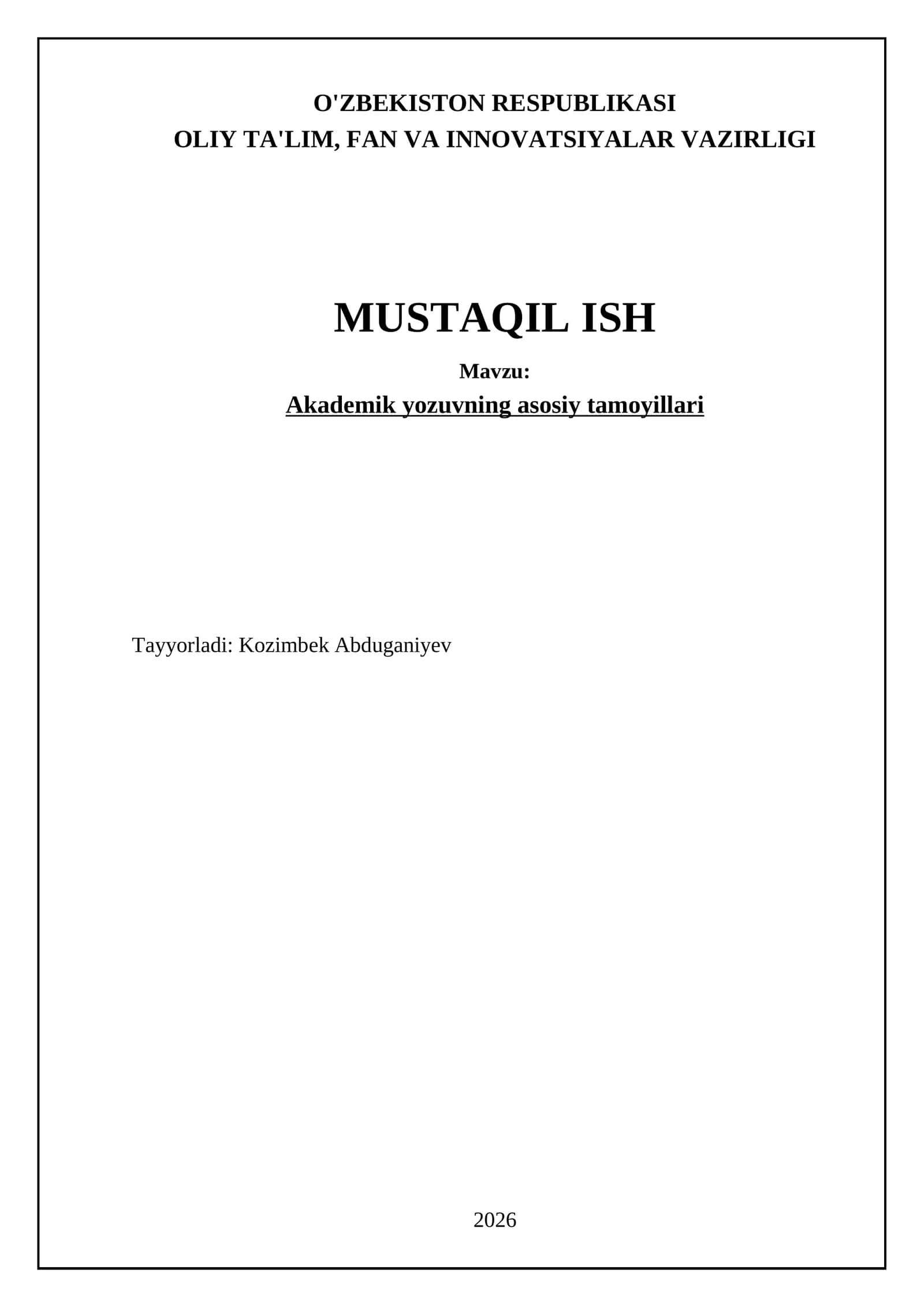 Akademik yozuvning asosiy tamoyillari 1