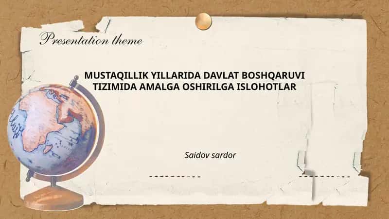 MUSTAQILLIK YILLARIDA DAVLAT BOSHQARUVI TIZIMIDA AMALGA OSHIRILGA ISLOHOTLAR 1