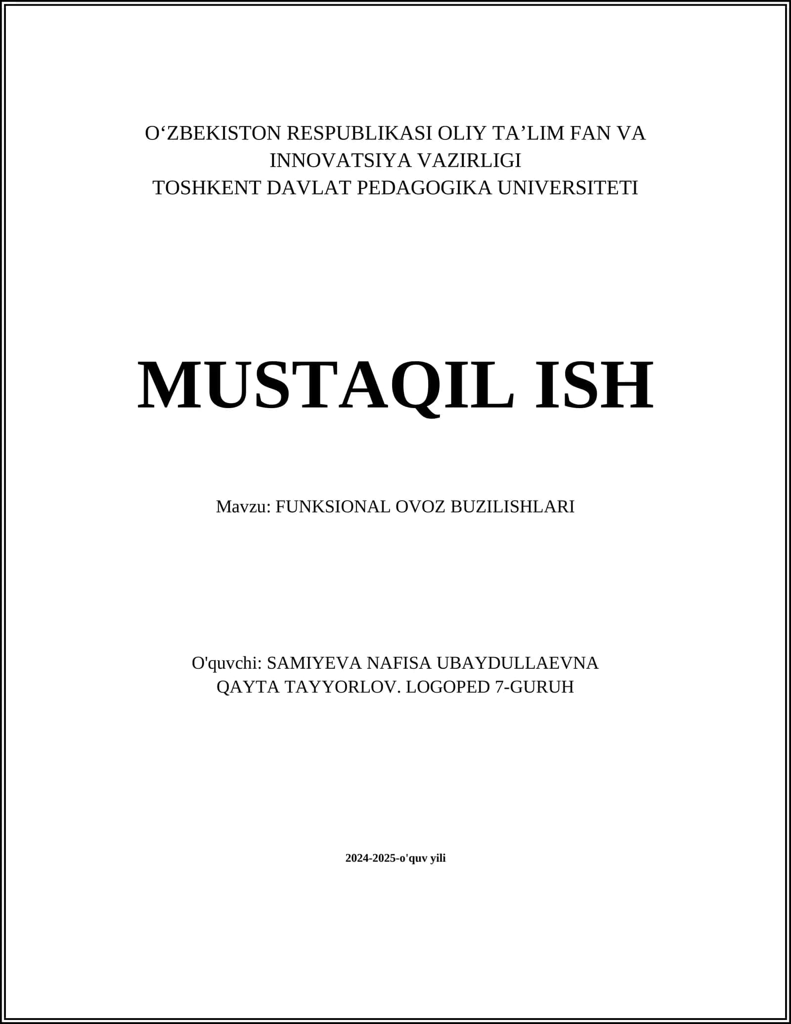 FUNKSIONAL OVOZ BUZILISHLARI 1