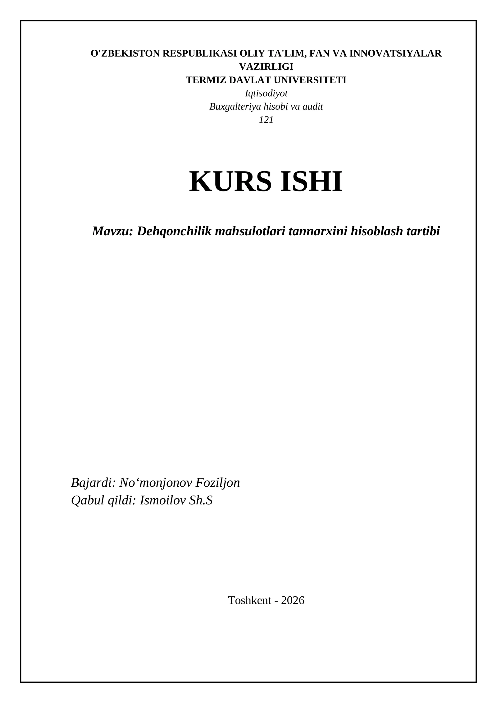 Dehqonchilik mahsulotlari tannarxini hisoblash tartibi 1