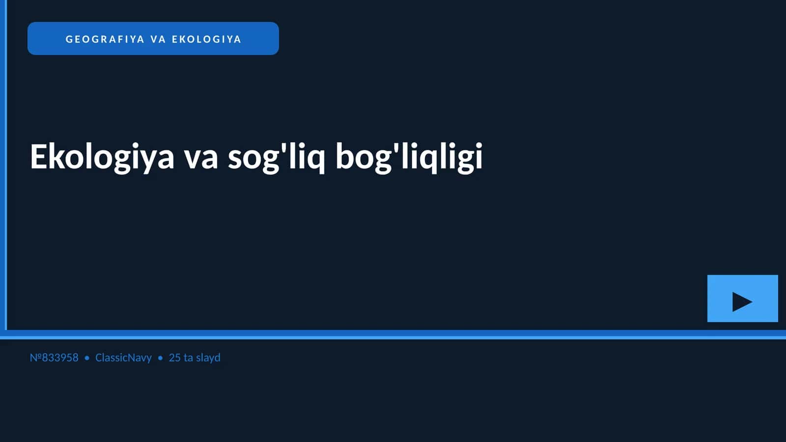 Ekologiya va sog'liq bog'liqligi 1