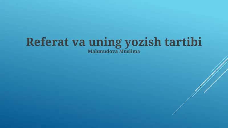 Referat va uning yozish tartibi 1