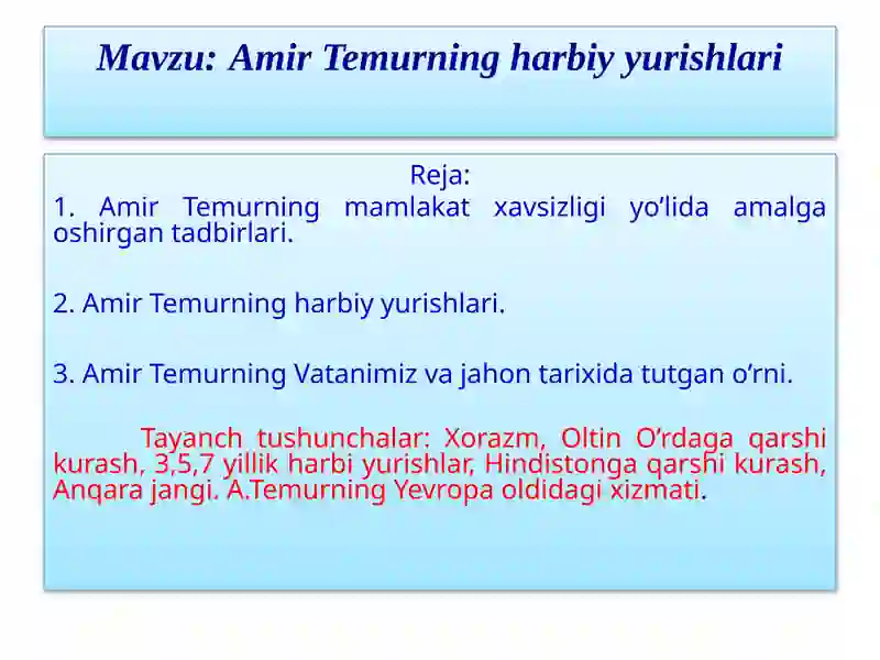 Amir Temurning harbiy yurishlari