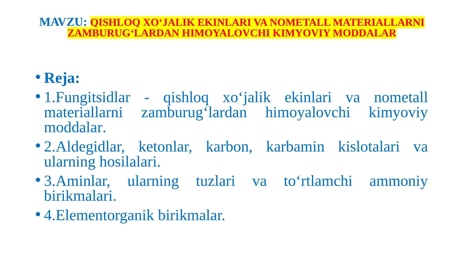 Qishloq xo‘jalik ekinlari va nometall materiallarni zamburug‘lardan himoyalovchi kimyoviy moddalar 1