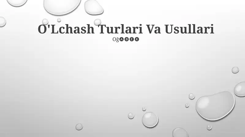 O'Lchash Turlari Va Usullari 1