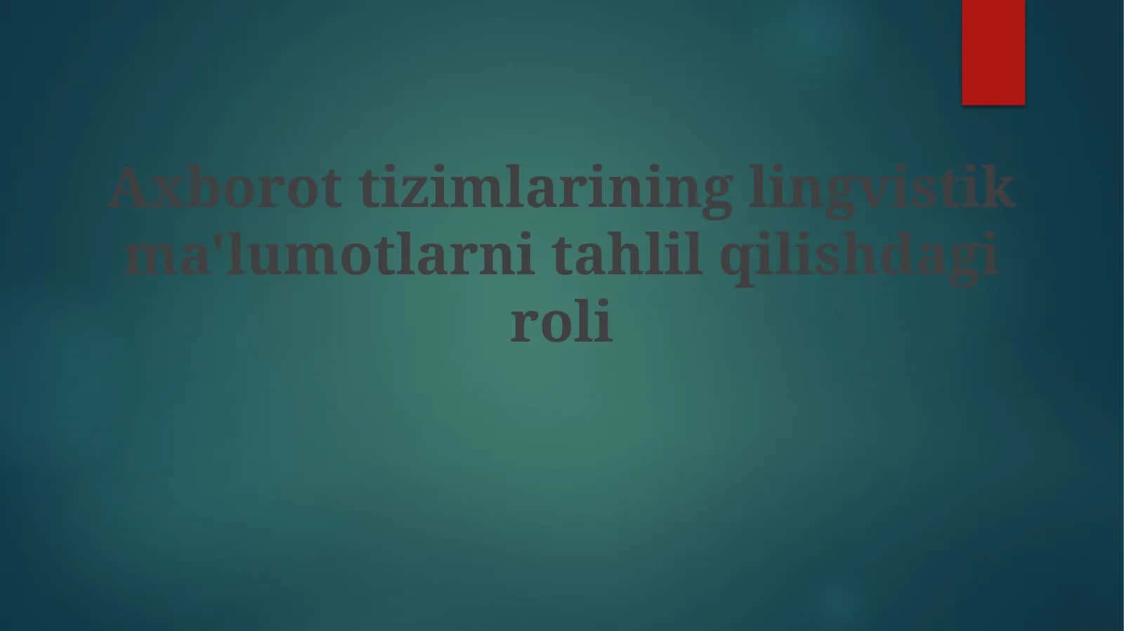 Tilni modellashtirish va prognozlash 1