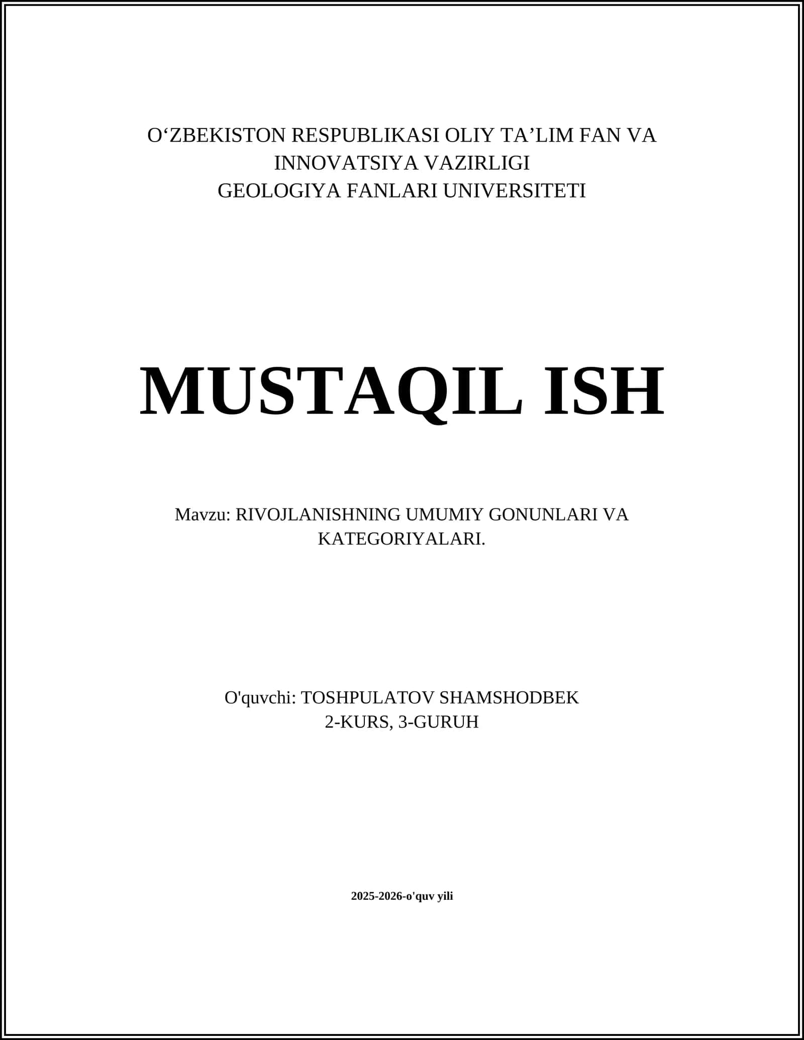 Rivojlanishning umumiy qonunlari: tushuncha va mohiyati 1