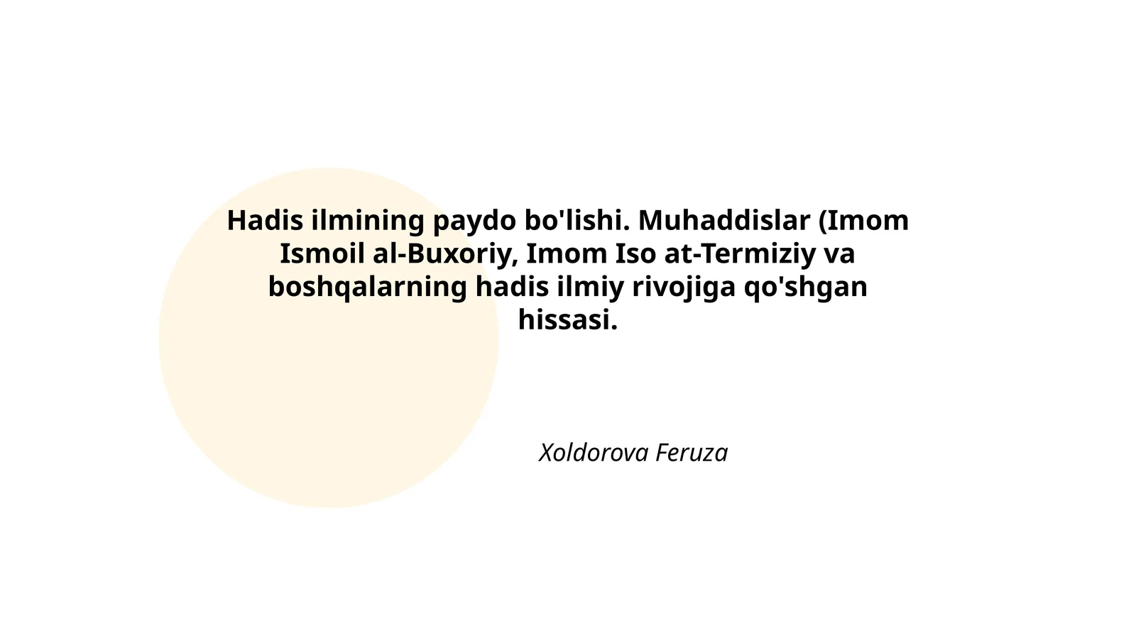 Hadis ilmining paydo bo'lishi 1