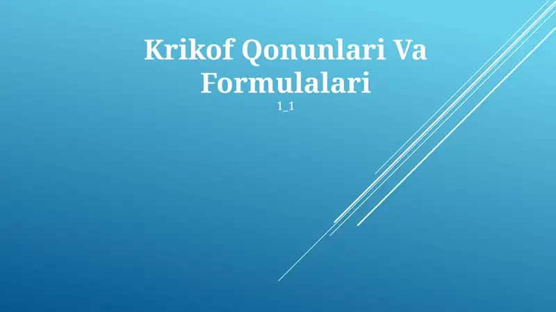 Krikof Qonunlari Va Formulalari 1
