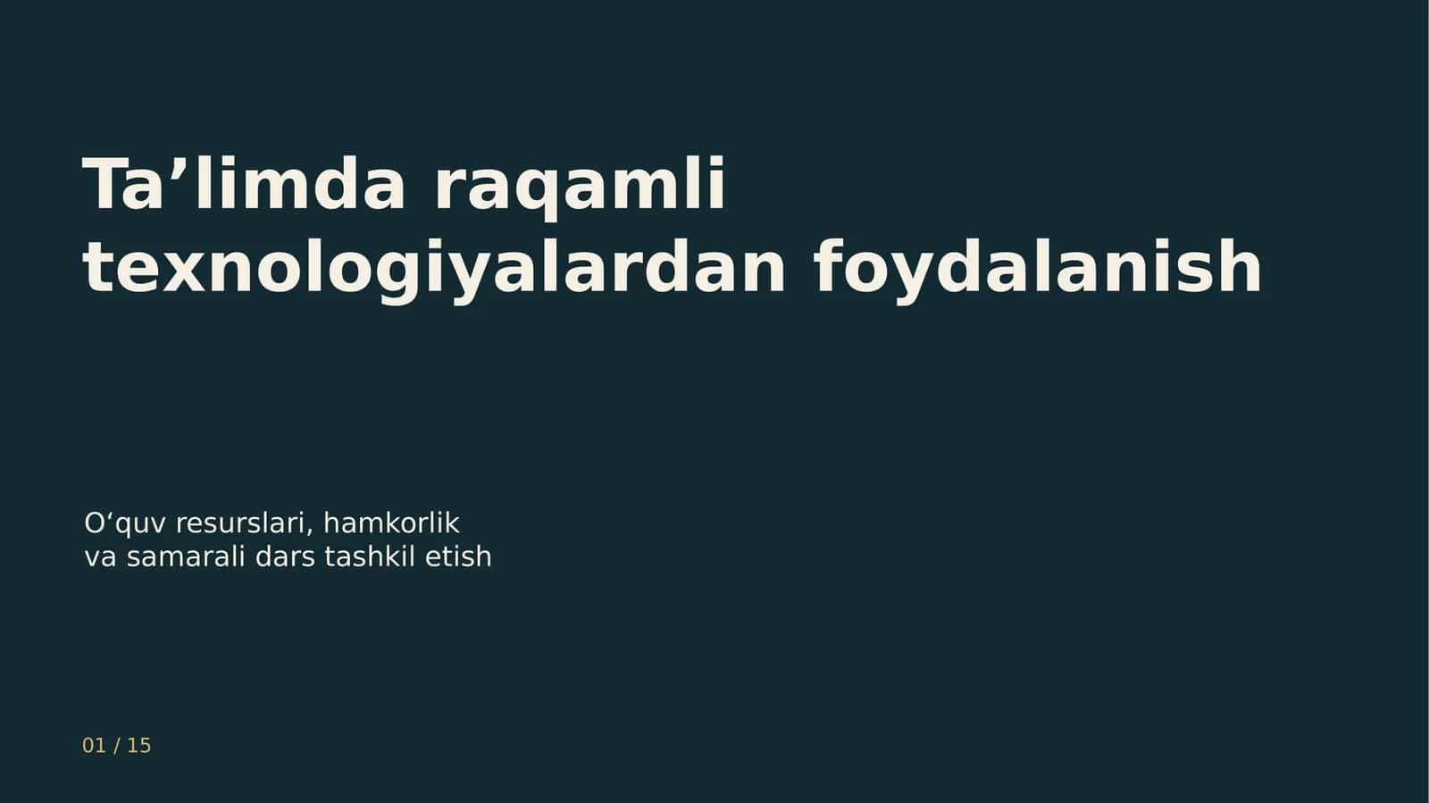 Raqamli ta’lim texnologiyalari 1