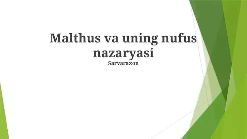 Malthus va uning nufus nazaryasi 1