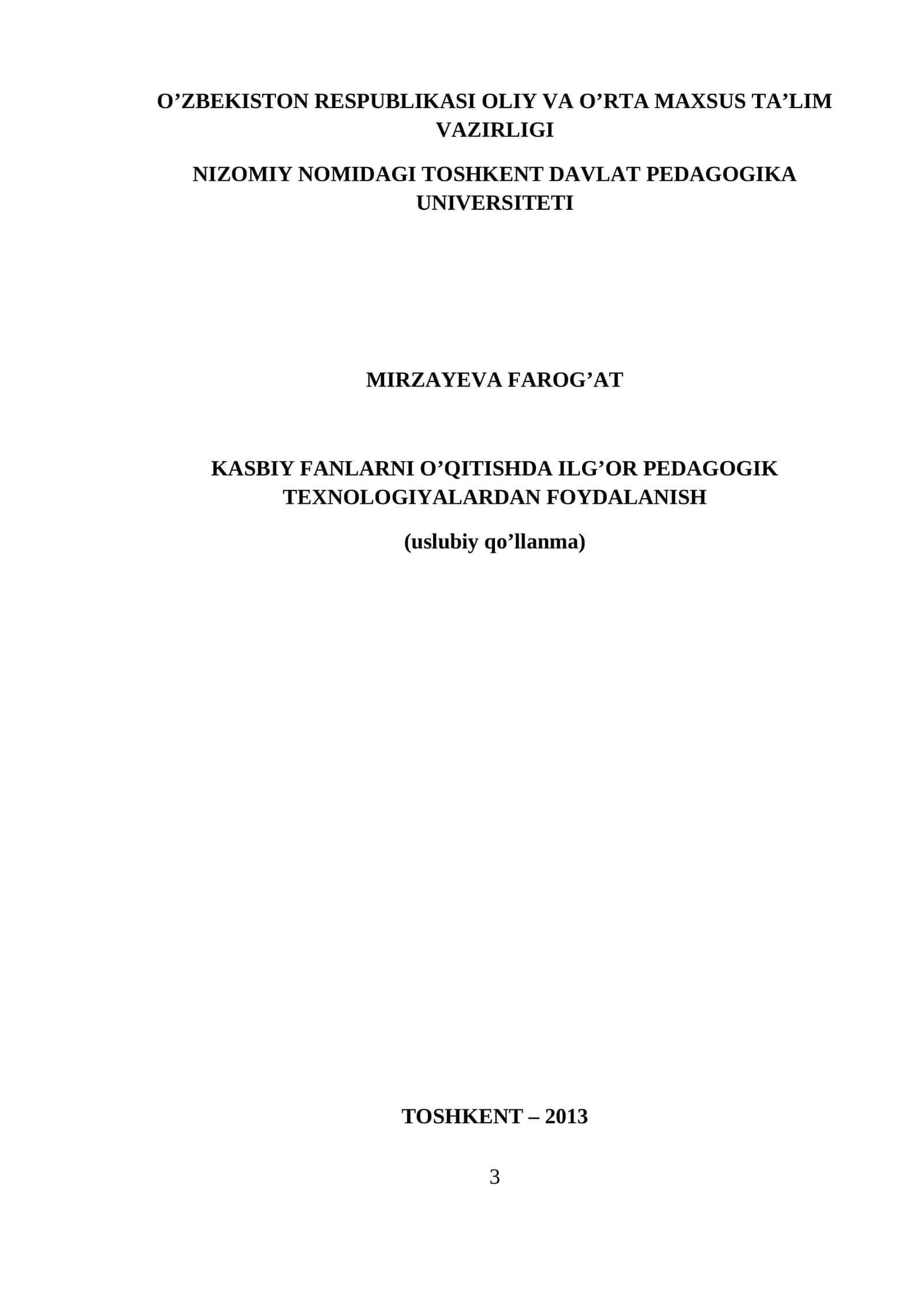 Kasbiy Fanlarni O’qitishda Ilg’or Pedagogik Texnologiyalardan Foydalanish 1