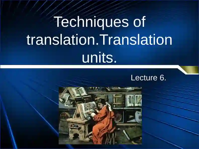 Techniques of Translation