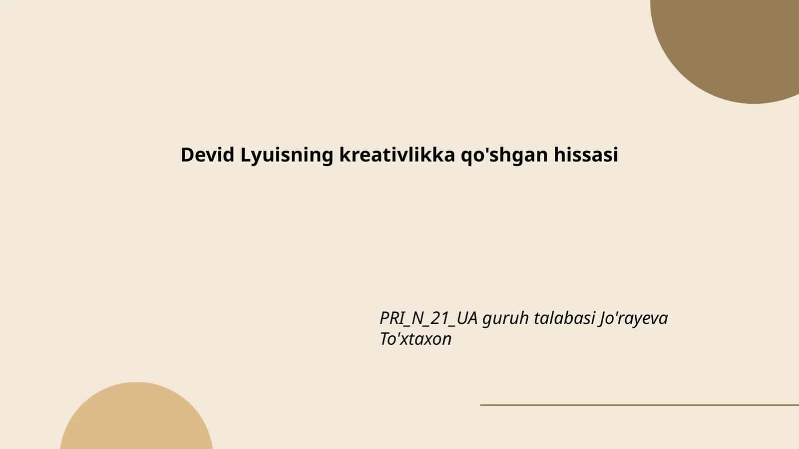 Devid Lyuining innovatsion g'oyalari 1