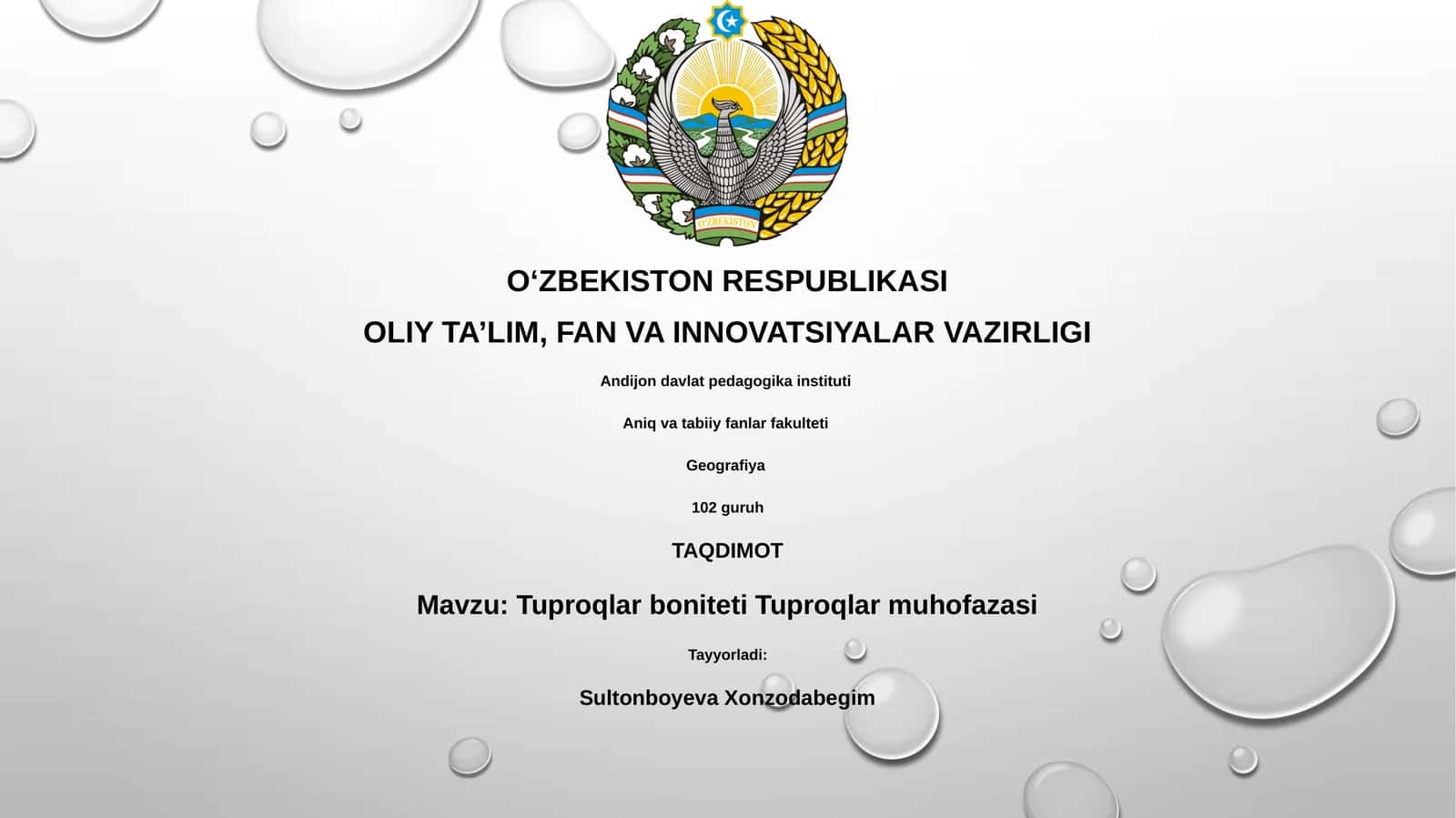 Tuproqlar boniteti Tuproqlar muhofazasi 1