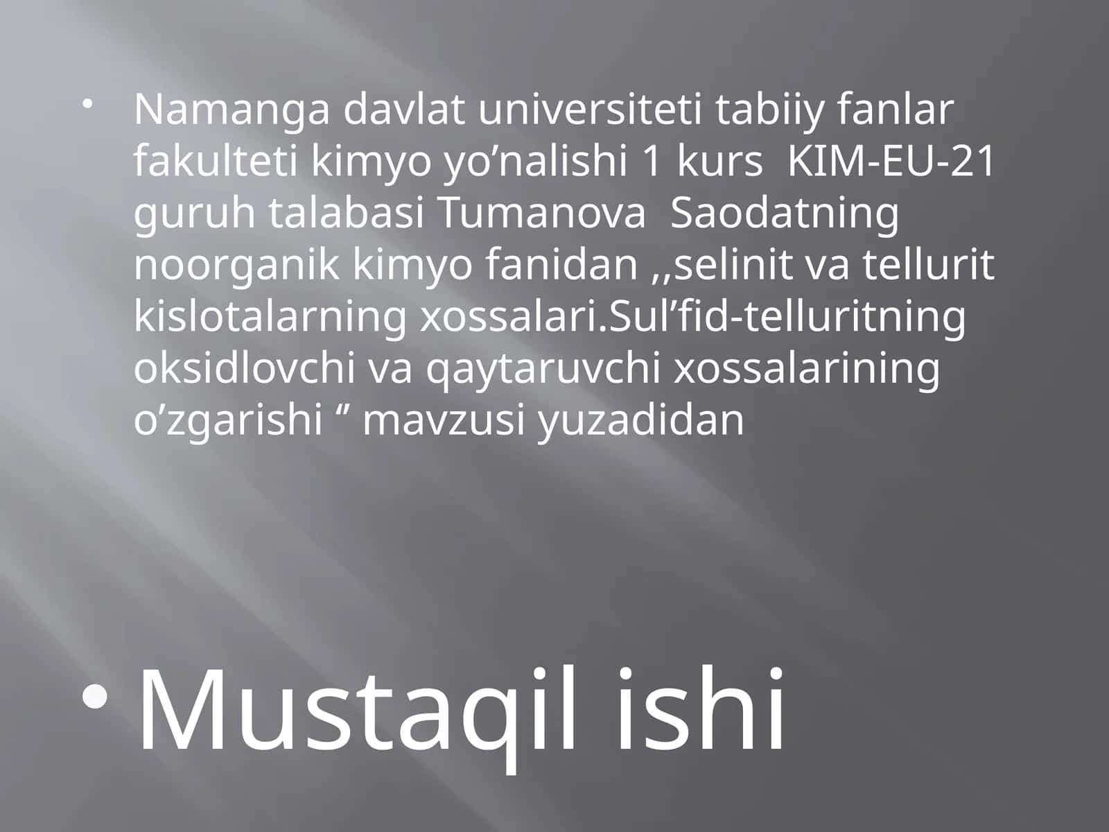 Sul’fid-tellurit kislotalarning xossalari 1