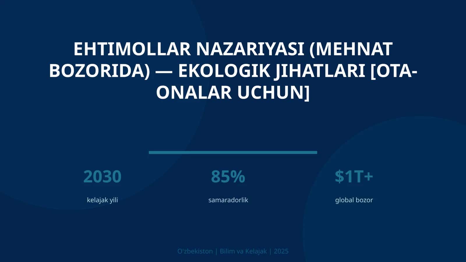 Ehtimollar nazariyasi (mehnat bozorida) — ekologik jihatlari [ota-onalar uchun] 1