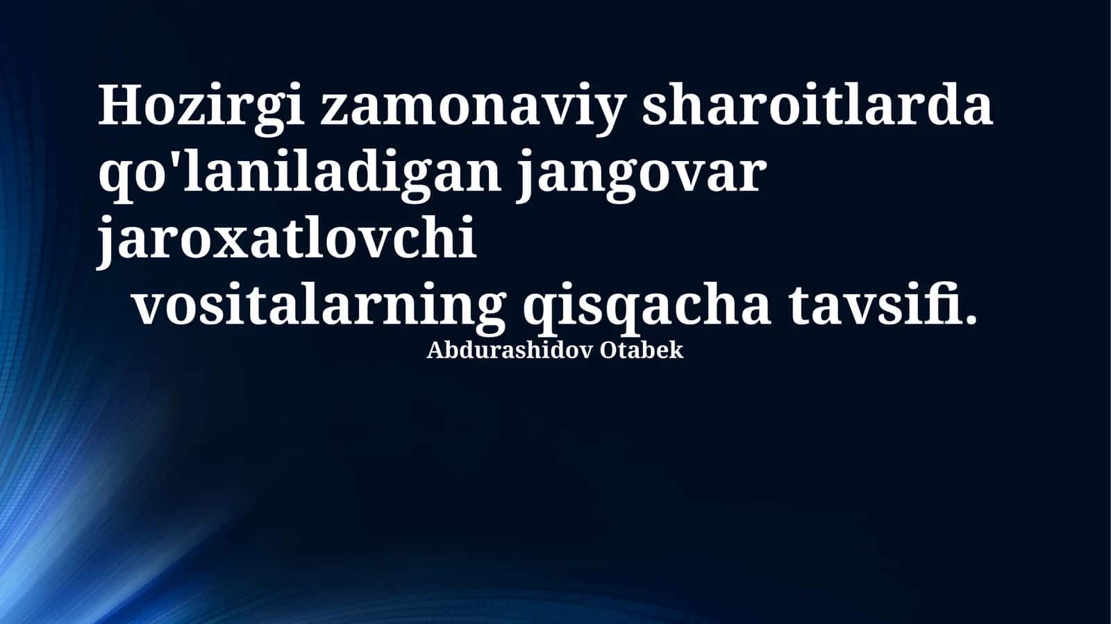 Zamonaviy jangovar jarohatlovchi vositalar: Umumiy ko'rinish 1