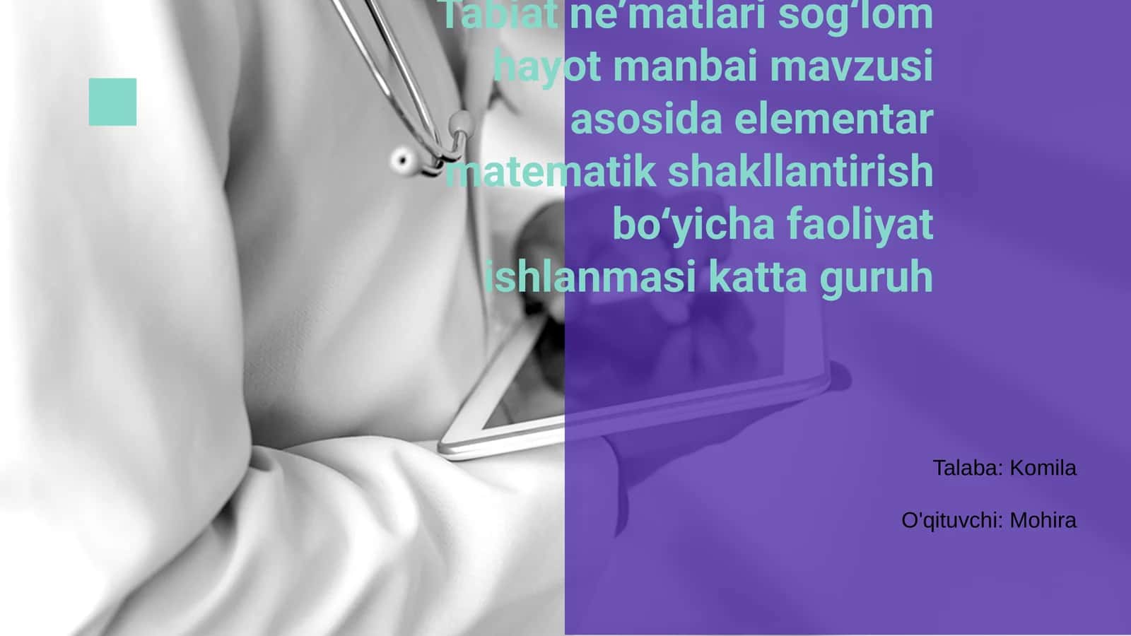 Tabiat neʼmatlari sogʻlom hayot manbai mavzusi asosida elementar matematik shakllantirish boʻyicha faoliyat ishlanmasi katta guruh 1