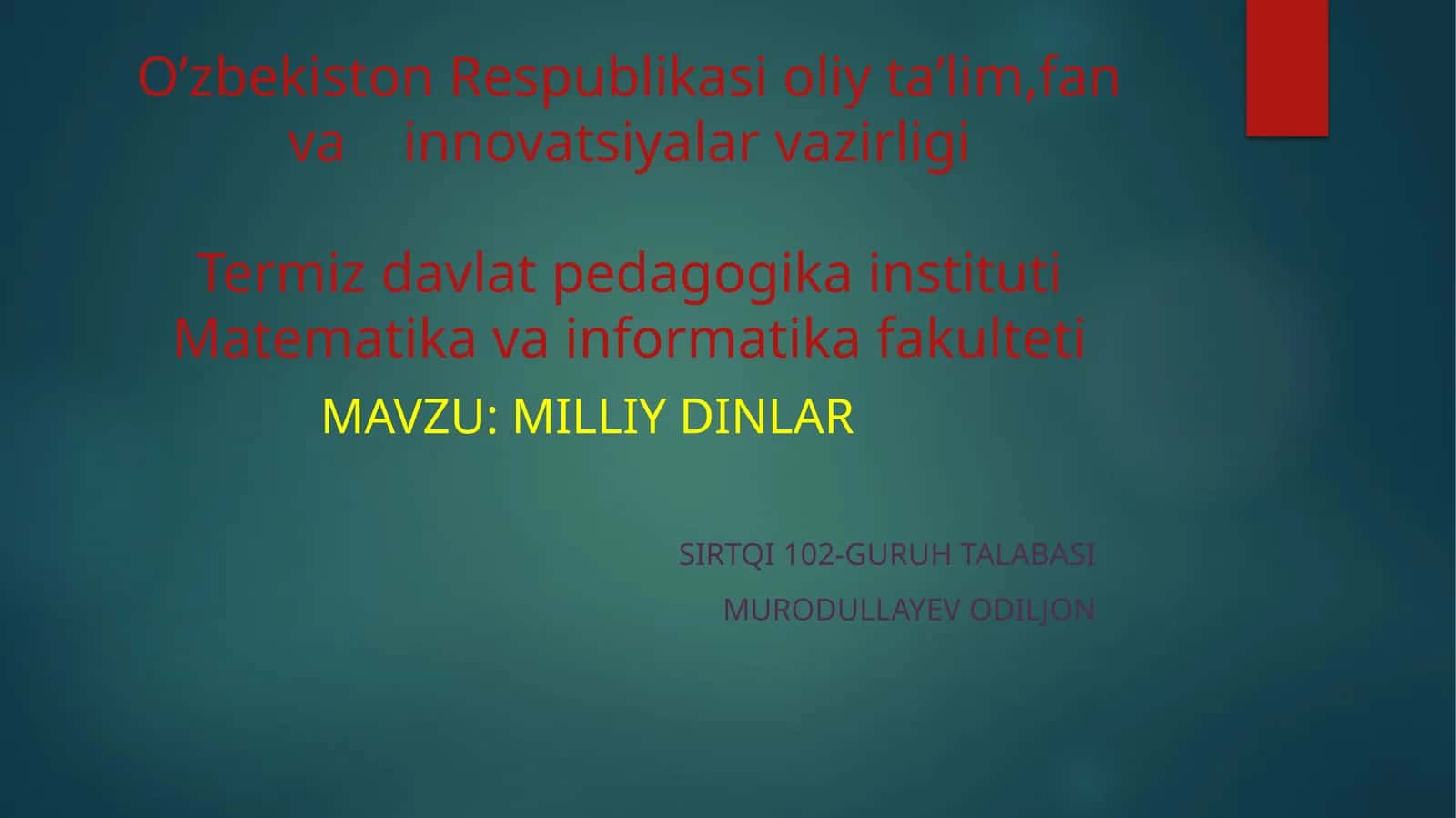 Milliy  dinlar 1