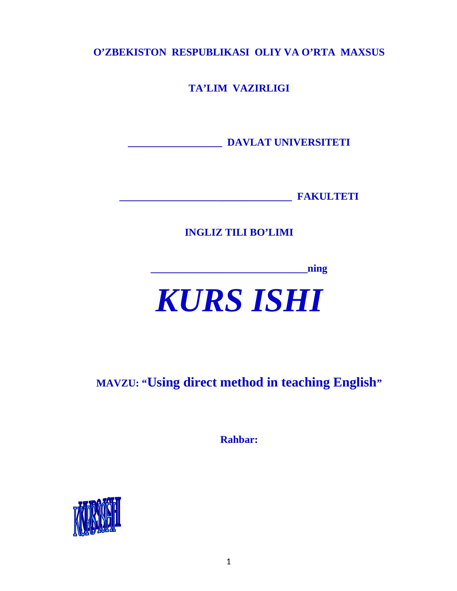 “Using direct method in teaching English” 1