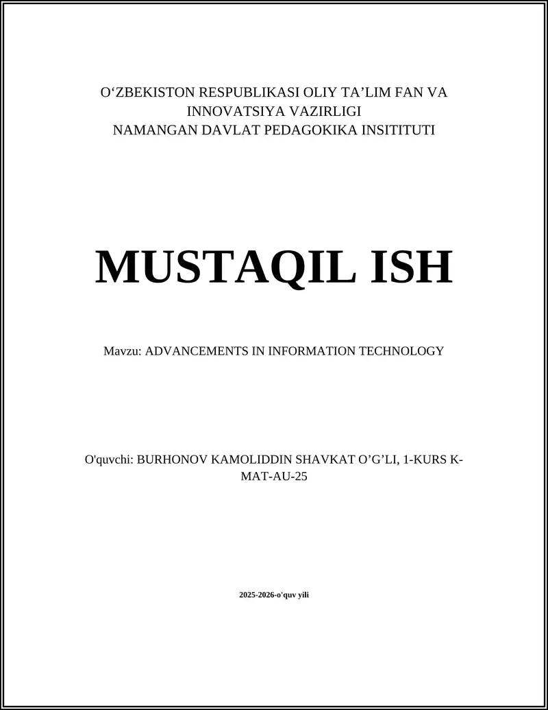 ADVANCEMENTS IN INFORMATION TECHNOLOGY 1