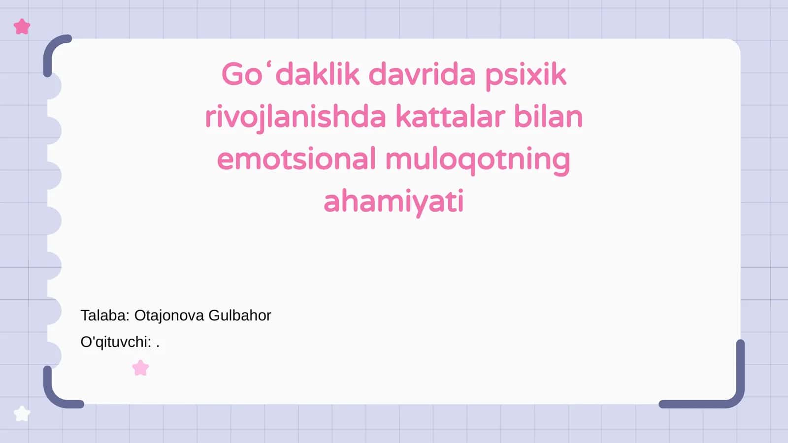 Goʻdaklik davrida psixik rivojlanishda kattalar bilan emotsional muloqotning ahamiyati 1