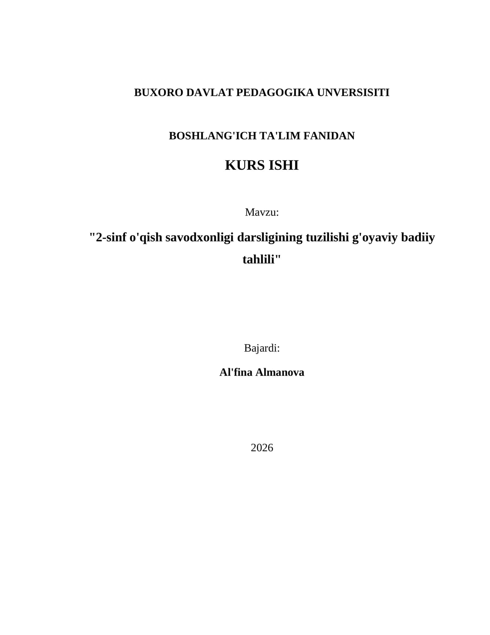 2-sinf o'qish savodxonligi darsligining tuzilishi g'oyaviy badiiy tahlili 1