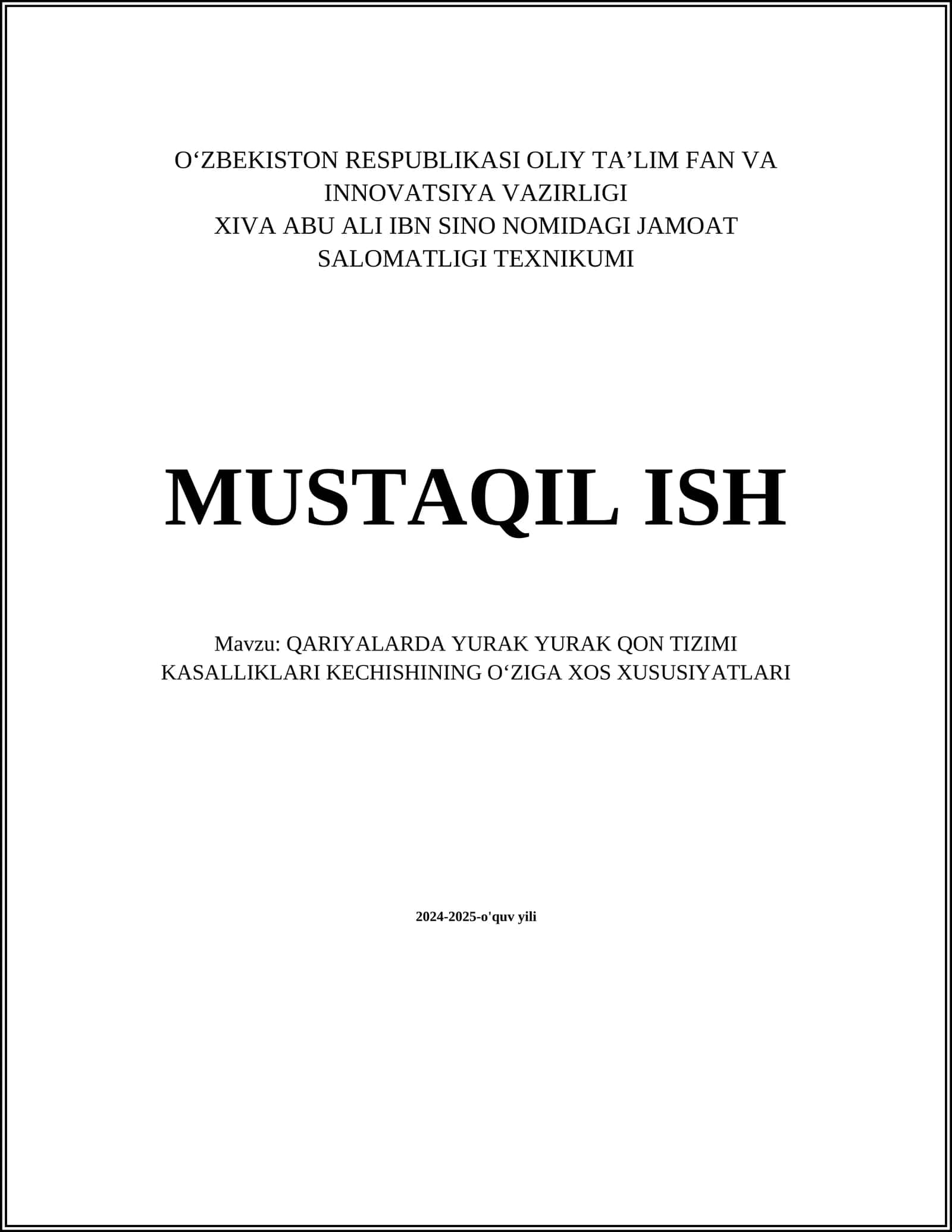 QARIYALARDA YURAK YURAK QON TIZIMI KASALLIKLARI KECHISHINING OʻZIGA XOS XUSUSIYATLARI 1