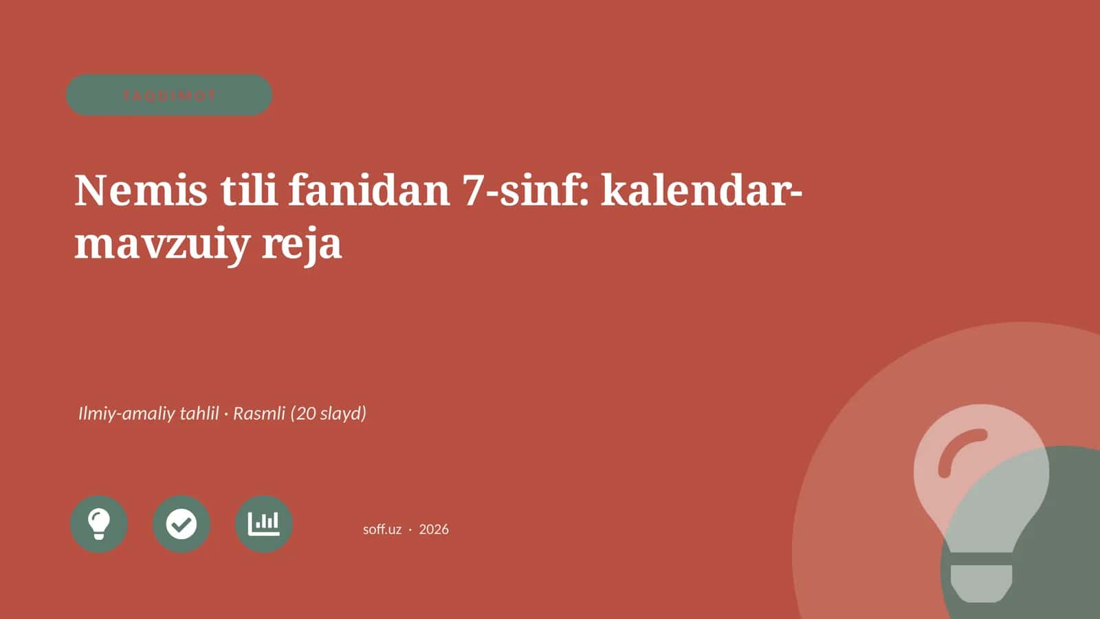 Nemis tili fanidan 7-sinf: kalendar-mavzuiy reja 1