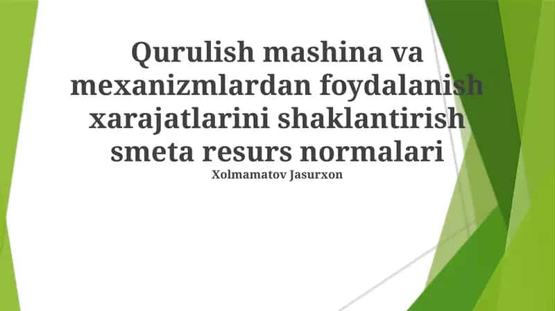 Resurs Normativlarini Hisoblash Metodlari va Algoritmlari 1