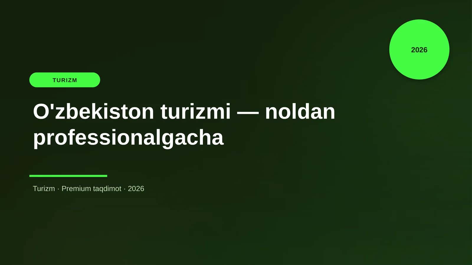 O'zbekiston turizmi — noldan professionalgacha 1