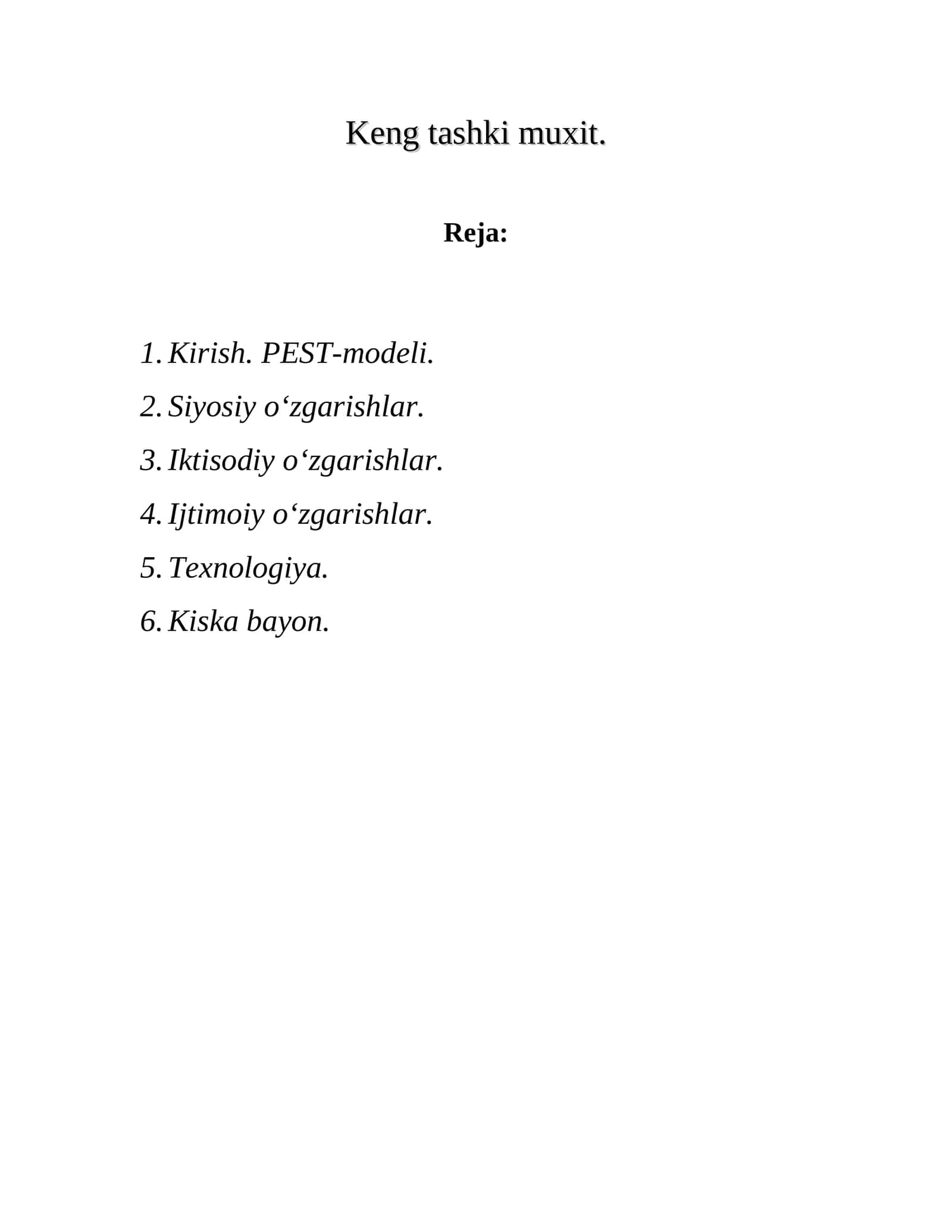 Tashkilotning Tashki Muxiti 1