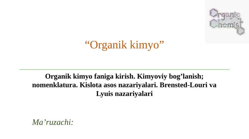 Organik kimyo 1